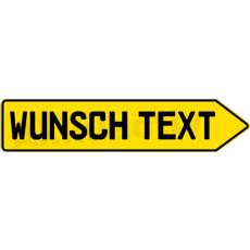 Alu SCHILD PFEIL mit ihrem Wunsch Text, gelb, Links oder Rechts