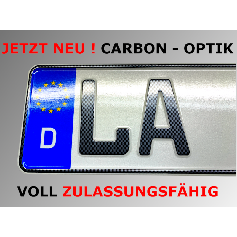 2 Kennzeichen Carbon Optik 52x 11cm Wunschennzeichen zertifiziert PKW,  11,99 €